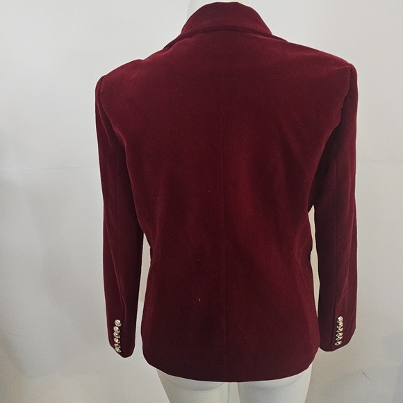 Elegant Velvet Double-Breasted Women's Jacket Blazer Dark Red Sz XL - Picture 5 of 7